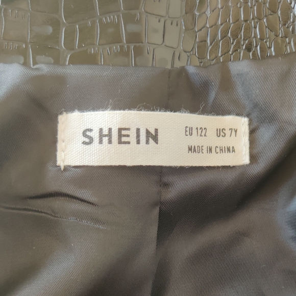 Shein Kids Crocodile Embossed PU Leather Biker Jacket Size 7y - Picture 2 of 16